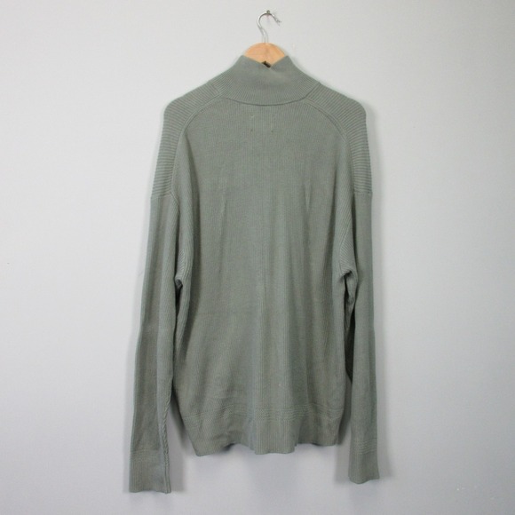 Abercrombie & Fitch Sweater Men XL Green Cotton Knit 1/4 Zip Ribbed NEW 594 - Picture 2 of 9